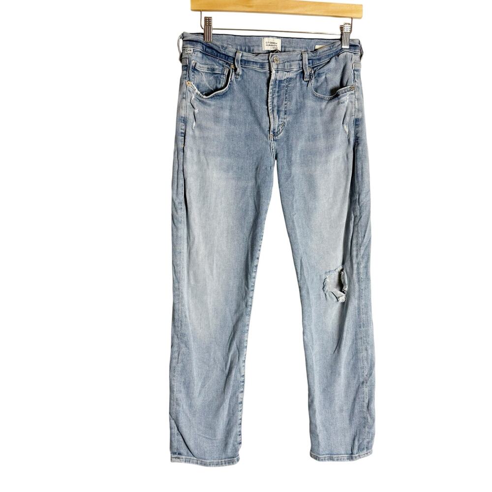 Citizens of Humanity Ella Crop Slim Fit Distressed Light Blue Denim Jean Size 29 - Picture 6 of 16